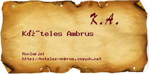 Köteles Ambrus névjegykártya