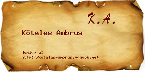 Köteles Ambrus névjegykártya