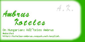 ambrus koteles business card